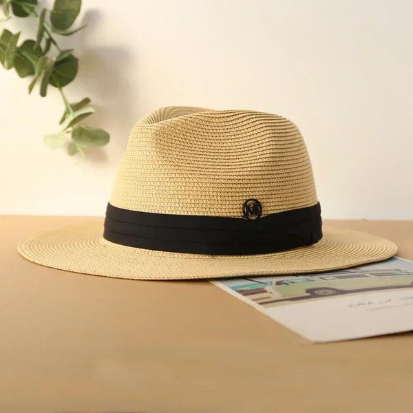 Talla Grande XL 63Cm Sombrero De Paja Panama Jazz De Viaje Sombreros De Sol De Verano Para Mujeres Hombres Boda Ala Ancha Fedora Sombrero De Paja De Playa ProteccióN UV UPF 50+ M55-57Cm-image
