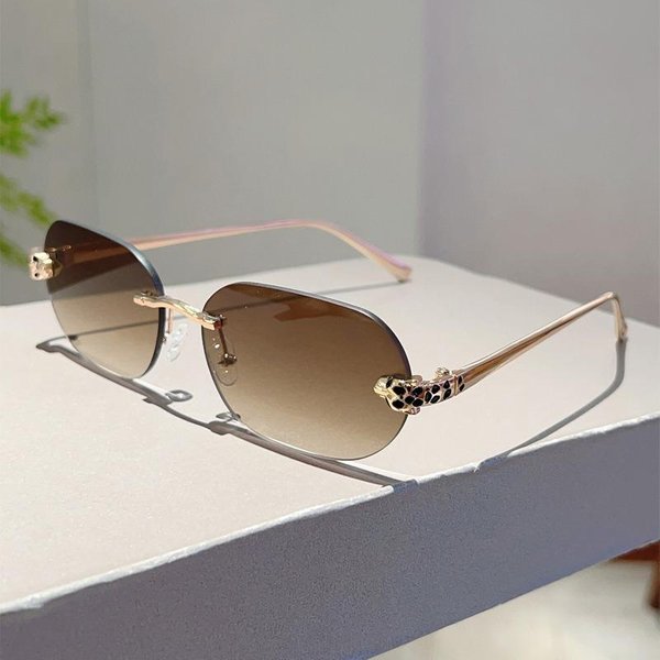 Gafas De Sol Ovaladas Sin Montura Para Hombre Vintage Degradado Casual Gafas Para Mujer Tendencia Marca De Lujo DiseñO Gafas De Sol-image