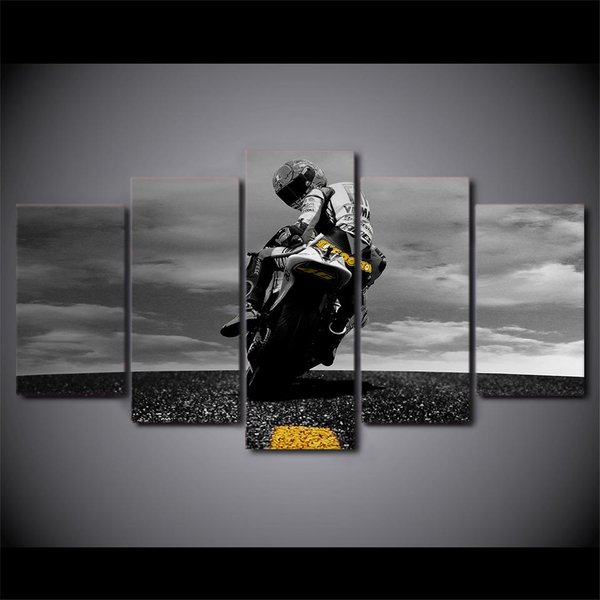 5 Panel Motocykl HD Drukowane Wall Art Plakat Ramy Nowoczesne PłóTno Na ZdjęCia Do Salonu WystróJ Domu Malarstwo ModułOwe Bez Ramki 40X60Cm*2 40X80Cm*2 40X100Cm*1-image