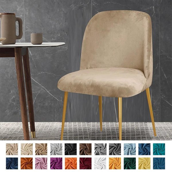 1 Pieza Funda De Silla De Terciopelo Respaldo Bajo Color SóLido Funda De Asiento EláStica Antisuiedad Para Comedor Hogar Boda Hotel 1Pc-image
