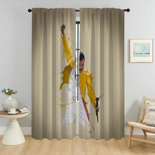 Cortinas De Cocina Para Sala De Estar Rock-Queenes Estores DecoracióN De Halloween Cortina De Ventana ParticióN Cortinas Para Interior Del Hogar CáMara W50Xh70Cmx2Pcs-Cl-image