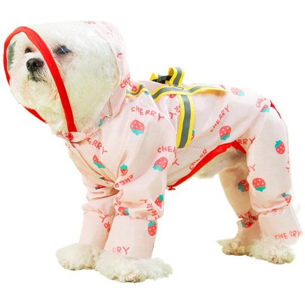 VersióN Coreana De Poncho Impermeable Para Perro Con Estampado Completo De Frutas, De Cuatro Patas, Todo Incluido, Para Perro PequeñO Y Mediano, Mascota, Ropa Para DíA Lluvioso XL-image