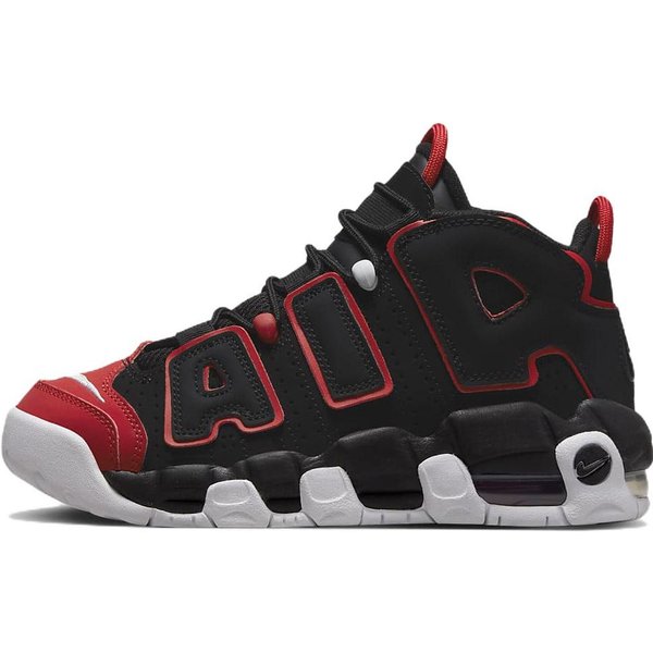 Zapatillas Nike Air More Uptempo GS Puntera Roja Para NiñOs Negro Rojo Universitario Blanco FB1344-001 36.5-image