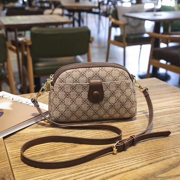 Bolso Cuadrado PequeñO Con Estampado Retro Y Moderno Para Mujer, Bolso De Concha Para Mamá, Bolso Para TeléFono MóVil, Monedero, Bolso De Un Solo Hombro, Bandolera. Gray-image