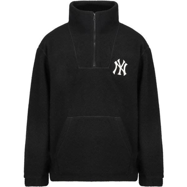 MLB Logo New York Yankees Sudadera Con Capucha De Sherpa Ajuste Holgado Unisex Negro 3AMTF5216-50BKS L Black-image