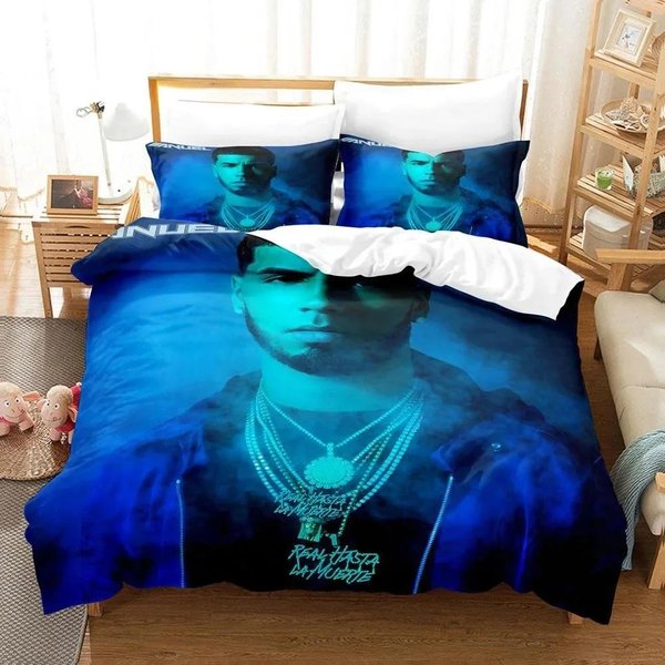 Anuel Aa Real Hasta La Juego De Cama Individual Twin Full Queen King Size Juego De Cama Adulto NiñO Dormitorio Funda NóRdica Juegos De 3D Estampado Cool AU Single 140X210Cm-image