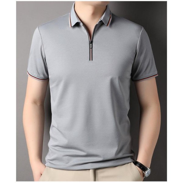 Camiseta De Manga Corta De Seda De Morera Para Hombre Camisa Polo De Cuello Solapa Holgada Verano Papá Camisa De Media Manga Body Top 3XL-image