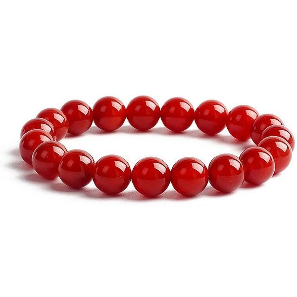 Bransoletka Z KoralikóW Z Naturalnego Kamienia 10MM Dla MężCzyzn 8MM Reiki Agaty Tygrysie Oko Kwarcowe Koralikowe Bransoletki Dla Kobiet Elastyczna Lina RęCznie Robiona BiżUteria 10Mm Beads&21Cm-8.3Inch Red-image