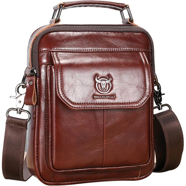 Bolso Bandolera Para Hombre, De Piel AutéNtica, Estilo Retro, Tipo Bandolera, Estilo Mensajero Vintage Café-image