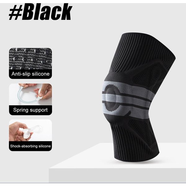 Orteza Kolana W DużYch Rozmiarach Ze Stabilizatorami Bocznymi, żElową PodkłAdką Na Rzepkę, Unisex RęKaw Kompresyjny Do Wsparcia Przy Zerwaniu łąKotki 2XL-image