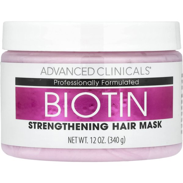 Advanced Clinicals, Biotina, Mascarilla Fortalecedora Para El Cabello, 12 Fl Oz (340Ml) Gray-image