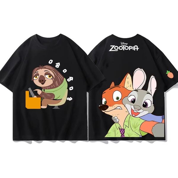 Miniso Zootopia BawełNiany T-Shirt TOP Moda Y2K T-Shirt MęSki BawełNiany T-Shirt TOP Letni Damski T-Shirt Y2K Ubrania Dla Pary S Gray-image
