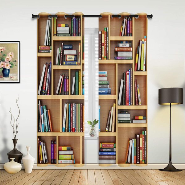 Zabytkowe RegałY Biblioteczne, Firanki Do Sypialni, Salonu, Kuchni, Pokoju DziecięCego, ZasłOny Okienne, Nowoczesny WystróJ Domu W60H60(Cm)X2Pcs&Grommet Top-image