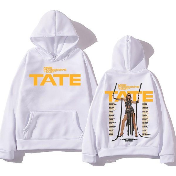 Tate Mcrae Miss Possessive Tour Bluzy Z Kapturem MęSkie Damskie Moda Bluzy Jesień Zima Modne Swetry Y2K Dwustronne Casual Hoody L BiałY-image