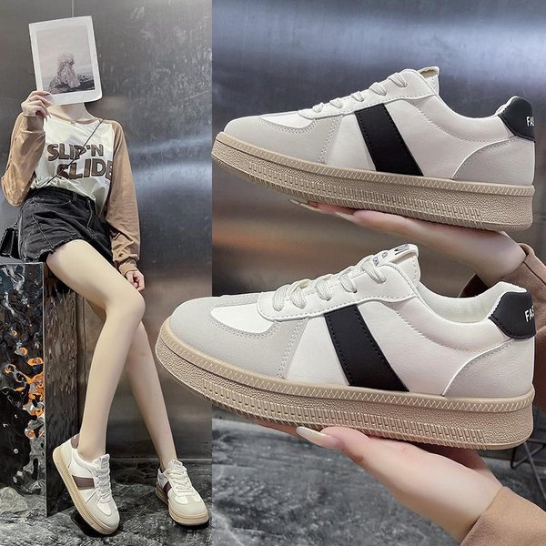 Primavera Y OtoñO Nuevos Zapatos Blancos PequeñOs Tendencia Retro Zapatos Casuales Zapatos De Tabla Zapatos De Plataforma VersáTiles Para Mujer 40 Negro-image