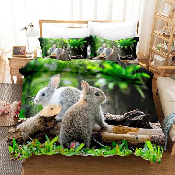 3D Zestaw Poszewek Na KołDrę Z KróLiczkiem Rozmiar Twin Full Queen King MięKka PośCiel Z Poszewkami Na Poduszki EU Single(135X200Cm)-image