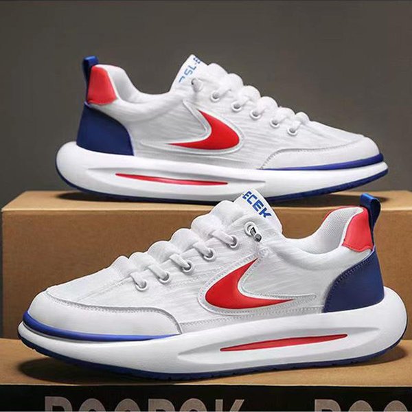 Nowe Wiosenne Buty MęSkie OddychająCe MęSkie BiałE Buty Platforma Buty Taty MęSkie Sneakersy Outdoorowe Buty Modowe 43 White-image
