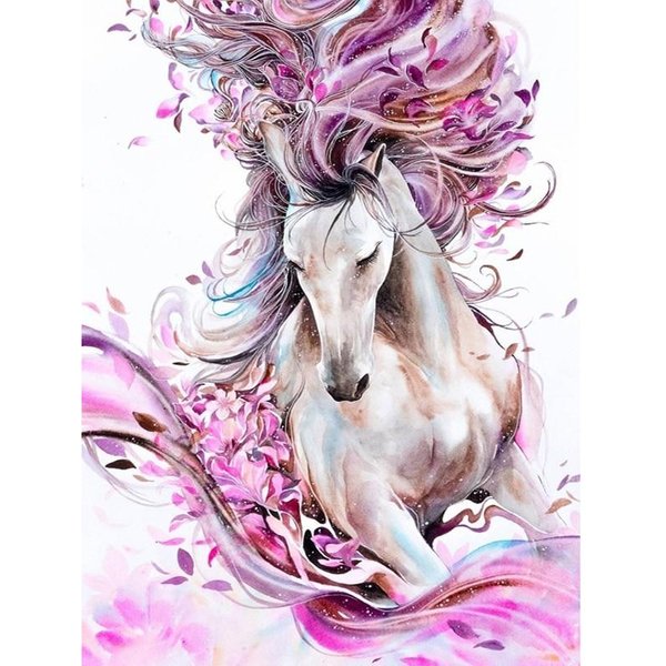 Pintura Artesanal De Diamantes, Caballo Hermoso, Bordado De Diamantes Artesanal, Pintura Animal, Arte De Pared De Diamantes 20X30CM-image