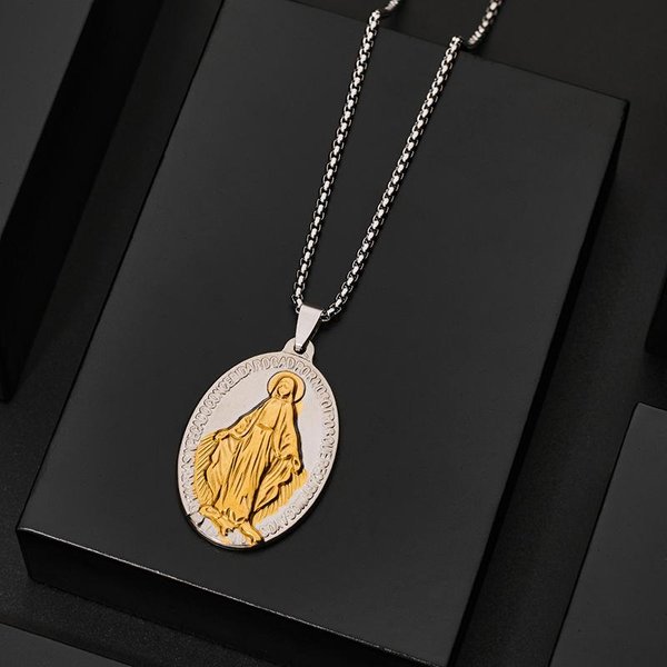 ŚWięTy Benedykt ŚWięTy Juda Cudowny Medalik Dziewicy Naszyjnik Wisiorek Stal Nierdzewna Katolicki Amulet BiżUteria Black-image