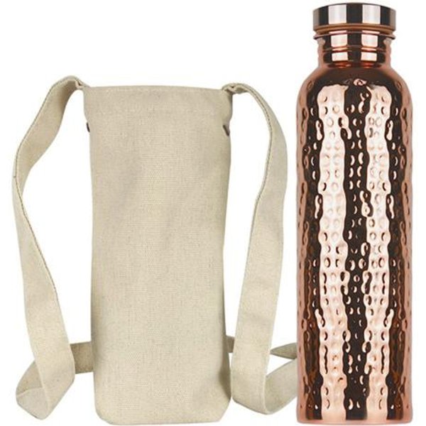 800ML Miedziana Sportowa Butelka Na Wodę WzóR MłOtkowany DużA Pojemność Szczelna PrzenośNa Outdoorowa Jazda Na Rowerze SiłOwnia Fitness PodróżE Galwanizowany Kubek Do Picia 800ML C-image