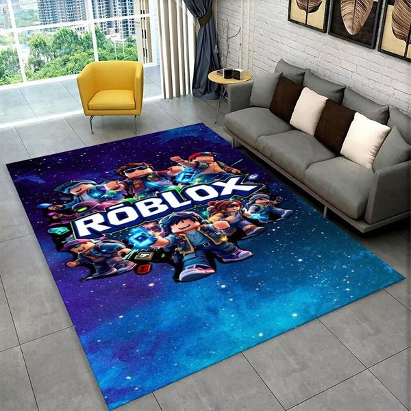 KreskóWkowy Dywanik R-Robloxs Game Gamer Do Pokoju Zabaw Sypialni Salonu Kanapy Wystroju Domu, Dywanik Dla Dzieci AntypośLizgowa Mata PodłOgowa 100X150Cm-image