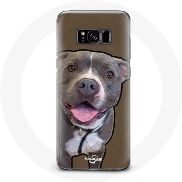 Funda - Samsung - Galaxy S8 - Perro Pitbull - Blanco - Gris - RíGida Blanco-image