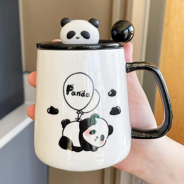 PamiąTka Prezent Na UkońCzenie SzkołY Prezent Praktyczny Kubek Nowy Styl Uroczy Panda Kubek Ceramiczny Dla Pary Kubek Na Wodę Nauczyciel 301-400Ml White-image
