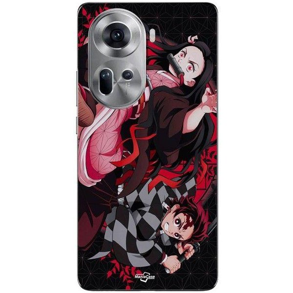 Coque De TéLéPhone - Maniacase - Oppo Reno 11 5G - Silicone - Souple - Demon Slayer Negro-image