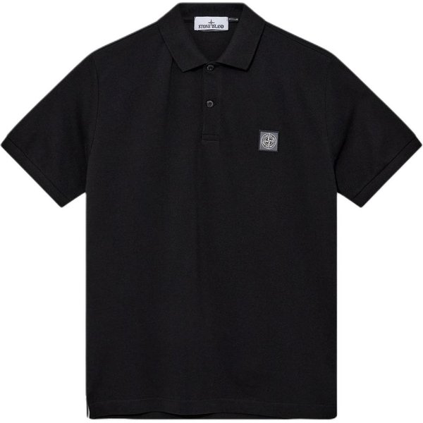 Camiseta Polo Con Logo De Parche De BrúJula Stone Island Negra Tops Para Hombre 801522R39-A0029 M-image