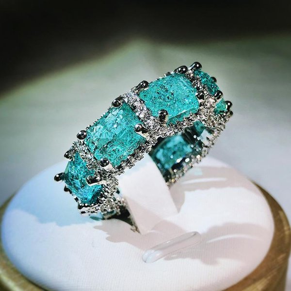 ParaíBa Anillo De Gema Realista JoyeríA Inseto Aguamarina Topacio No. 7-image