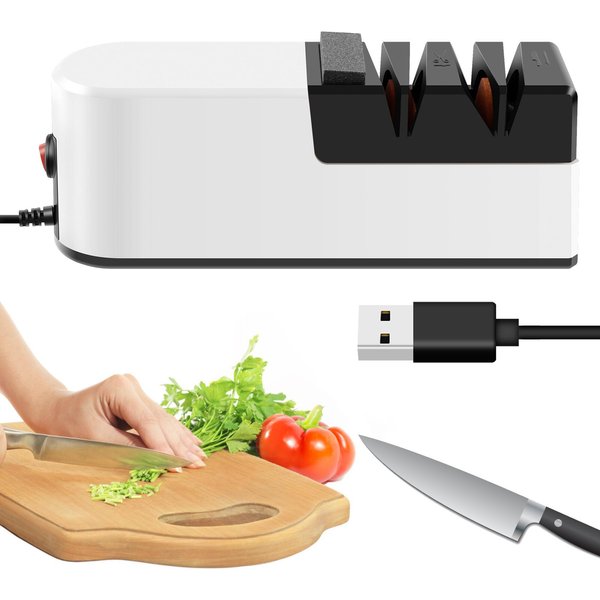 Afilador EléCtrico 3 Velocidades Afilador EléCtrico De Cuchillas Multifuncional Minimalista Afilador De Cuchillas De Tijera Para Cocina 200X76X55Mm-image