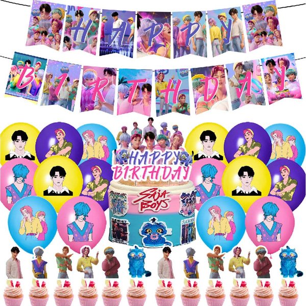 30 Piezas Decoraciones De Fiesta Demon Hunters Incluyen Pancarta, Topper Para Tarta, Globo-image