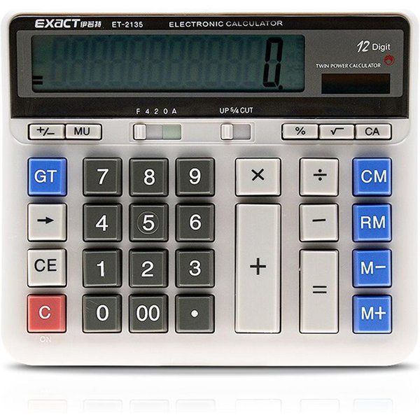 Computadora Grande Calculadora ElectróNica Contador EnergíA Solar Y De BateríA Pantalla De 12 DíGitos-image