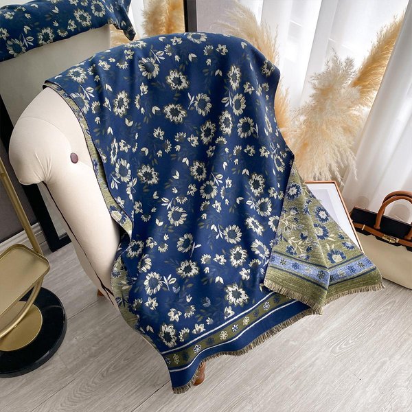 Luksusowy Damski MięKki Zimowy Szalik Kaszmirowy Modny SłOnecznikowy CiepłY Szal I Chusta Bandana Pashmina Damskie Szaliki One Size-image