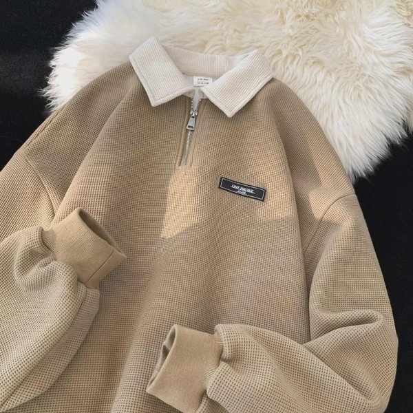 MęSki Sweter Polo W Stylu Retro Z Kontrastowym KołNierzykiem - Wiosenno-Jesienny, Casualowy, O LuźNym Kroju XL-image