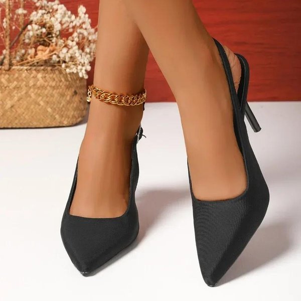 Zapatos De Mujer Slingbacks Tacones Altos De Mujer Talla Grande Zapatos De Vestir Mujer Puntera Puntiaguda Tacones Finos Correa Con Hebilla Sandalias De Mujer 40-image