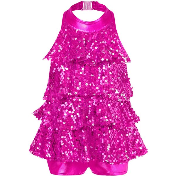 DziecięCe BłYszcząCe Cekiny Gimnastyczne Shorty Unitards Sukienka DziewczęCy Trykot Baletowy Latin Jazz Kostium Taneczny 5-6 Years Purple-image