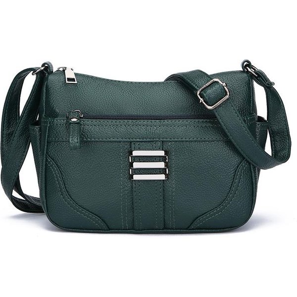 Bolso De Mujer De Mediana Edad, Nuevo Bolso Bandolera Informal Coreano Para Mujer, Moderno Bolso De Hombro De Cuero Suave Con MúLtiples Bolsillos-image