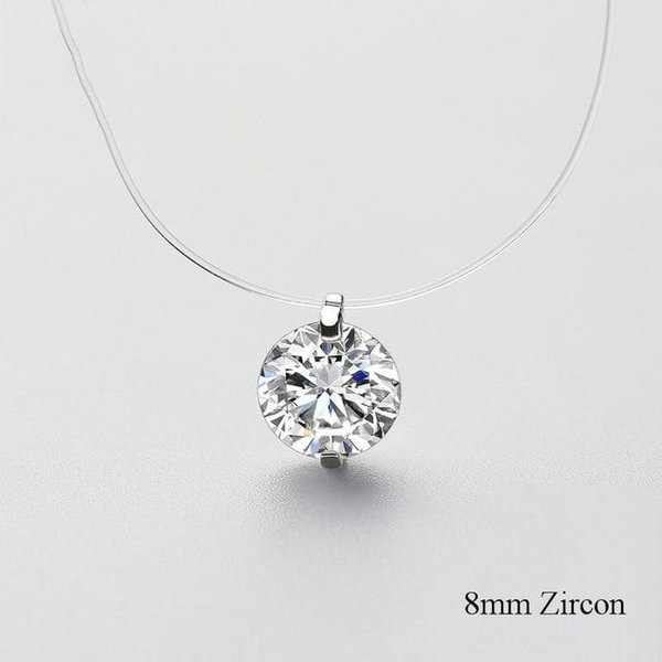 Collar Choker Con Colgante De Cristal De ZircóN Y Perla De Plata De Ley 925 LíNea De Pesca Transparente JoyeríA Fina Para Mujer White-image