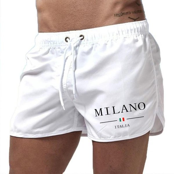 2025 Verano Pantalones Cortos De Playa Para Hombre Estampado Urbano BañAdor De Playa Pantalones Casuales Para Correr Secado RáPido NatacióN Hombre Surf Pantalones Cortos Ligeros M Blanco-image