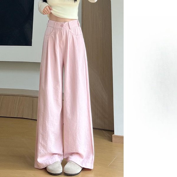Traje Pantalones De Pierna Ancha Para Mujer Verano Finos Nuevos De Cintura Alta Sueltos Y Finos XL Gray-image