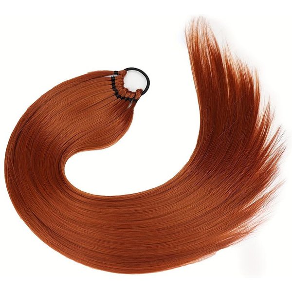 Cola De Caballo SintéTica De Pelo Lisi Con Banda EláStica Envolvente ExtensióN De Cola De Caballo Recta Resistente Al Calor Cola De Caballo Para Mujeres 65Cm-image
