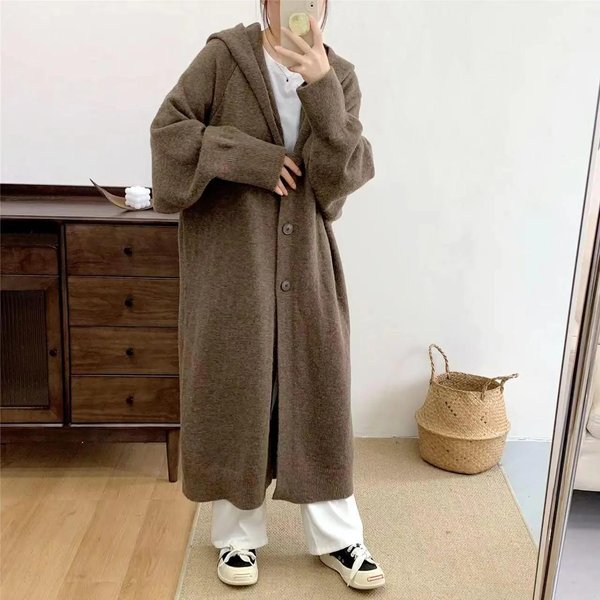 Abrigo CáRdigan Para Mujer Invierno Oversize Engrosado Color SóLido Holgado Manga Larga Con Capucha Abrigo CáRdigan Top Xxxl Gray-image