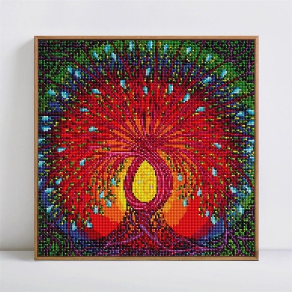 Pintura De Diamante áRbol Mosaico EscéNico DIY 5D Bordado De Punto De Cruz Redondo Completo 30X30Cm-image