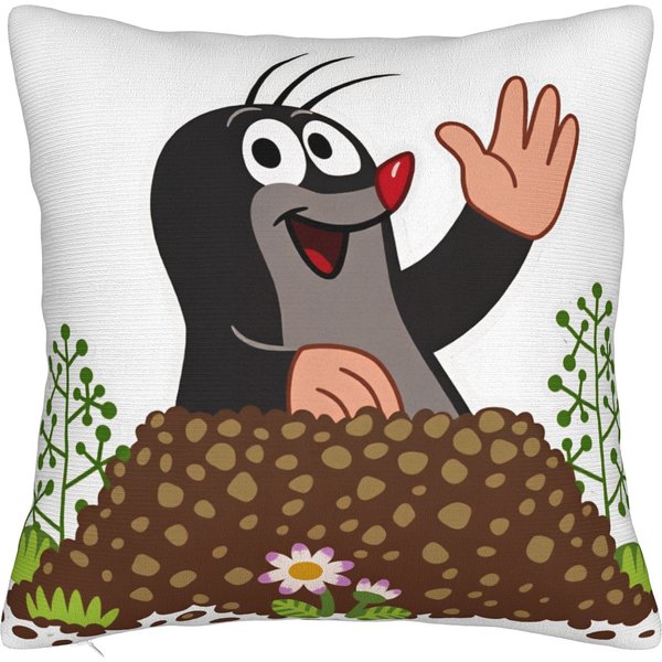 Poszewka Na Poduszkę Krecik Krtek Kwadratowa Poszewka Na Poduszkę Urocza ŚMieszna Poszewka Na Poduszkę Na Sofę SamochóD WystróJ Domu 40X40Cm-image