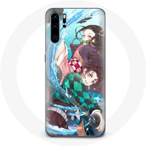 Funda Para Huawei P30 Tanjiro Y Nezuko Demon Slayer Kimetsu No Yaiba Anime-image
