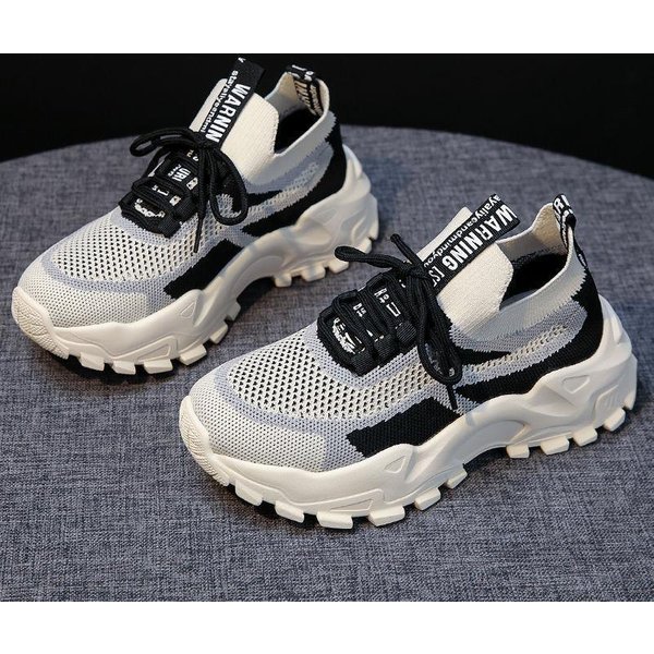 Zapatos De OtoñO Para Mujer Zapatos De Malla Transpirable Tejido Volador Zapatos De Papá De Moda Zapatos Deportivos Y De Ocio Para Mujer Con Suela Gruesa Y Altura Aumentada 41 Gray-image