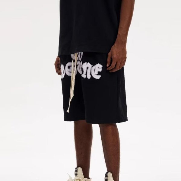 AmerykańSkie Retro High Street Casualowe Spodenki Sportowe MęSkie Letnie Cienkie Markowe Hip Hopowe LuźNe I Wszechstronne Spodnie PięCiopunktowe 3XL Czarny-image