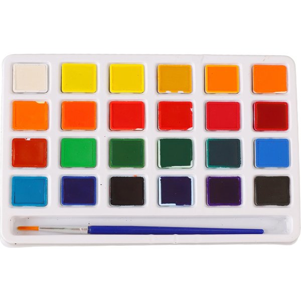 Pintura De Acuarela 24 Colores Alta SaturacióN Brillante Vibrante Set PortáTil De Pintura De Acuarela Con Pincel Para Pintar-image