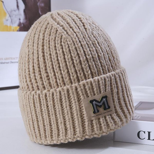 Gorro De Invierno CáLido De Punto Para Mujer Estilo Coreano Moderno VersáTil Para Cabeza Grande Cortavientos FríO Gorro De Lana Hombres Black-image